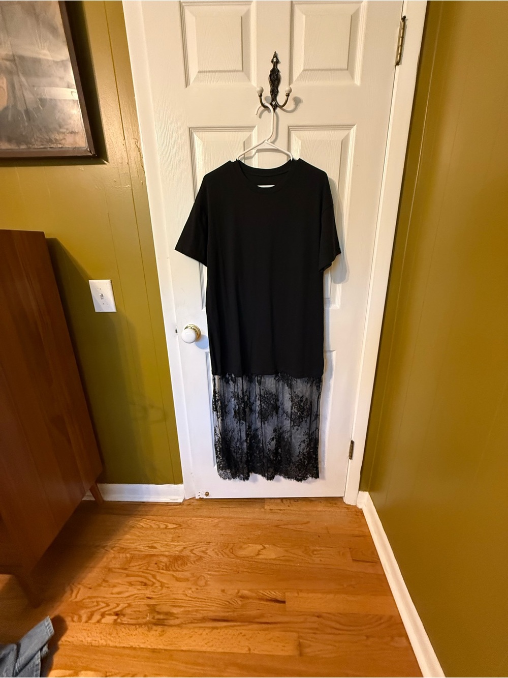 Amazon Black Midi Dress with Lace Overlay